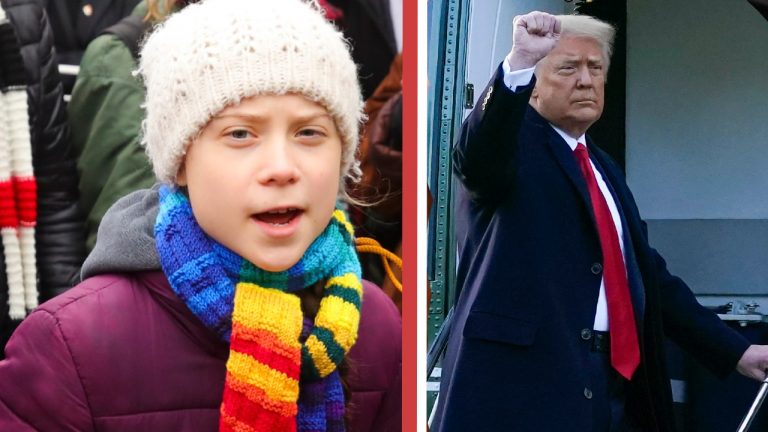 Greta Thunberg till syrlig attack mot Trump: ”En glad gammal man”