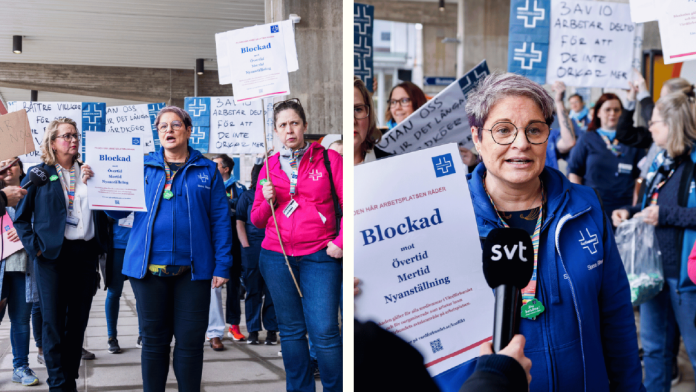 Sineva Ribeiro, ordförande Vårdförbundet, utanför Karolinska sjukhuset