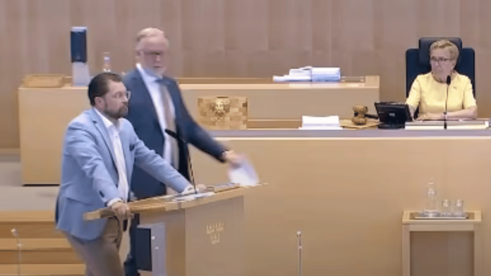 Pehrson viskade ”lite mer tjafs” till Åkesson under riksdagsdebatten