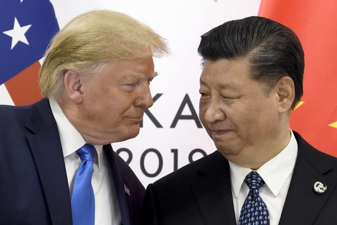 Donald Trump och Xi Jinping under G-20 mötet i japanska Osaka 2019