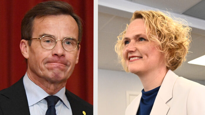 Delad bild på Ulf Kristersson och Anna-Karin Hatt.